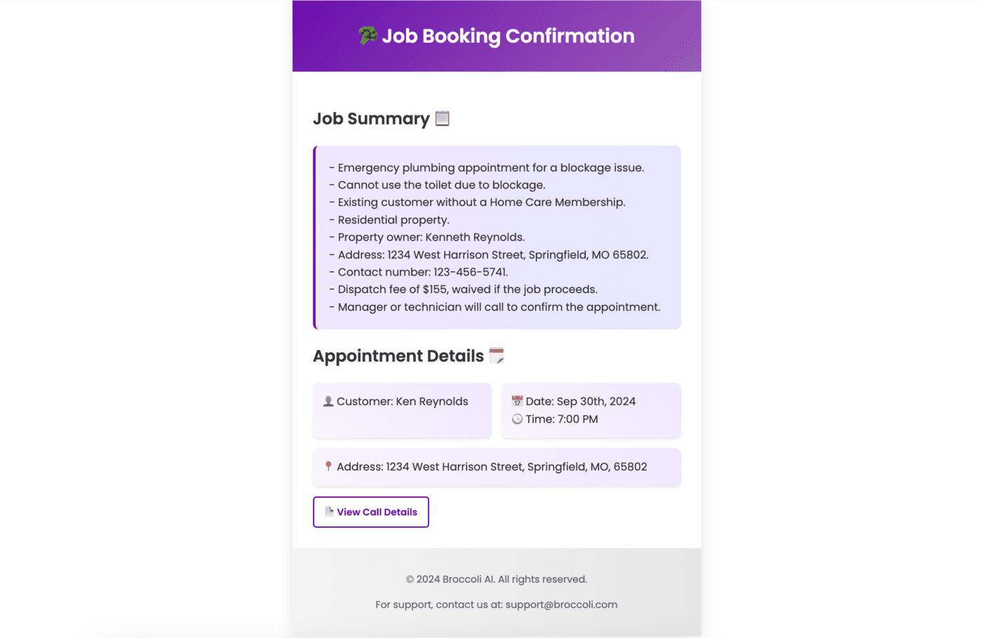 AI logs the call and keeps the office informed
